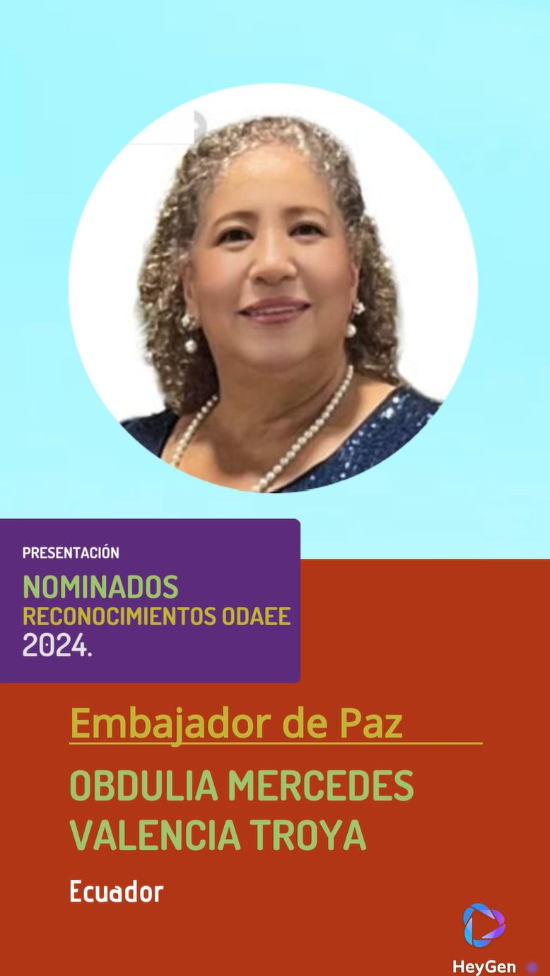 Obdulia Mercedes Valencia Troya, Embajadora de Paz (ODAEE 2024)